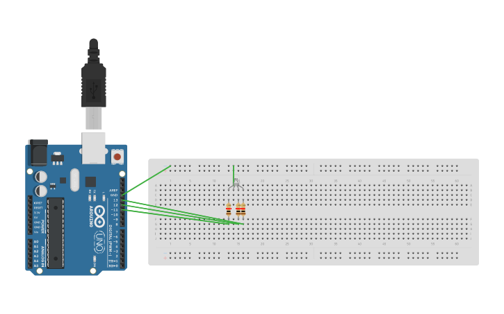 Circuit design RGB LED - Tinkercad