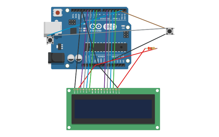 Circuit design Arduino LCD Game - Tinkercad