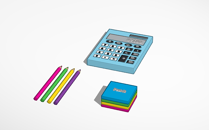 3D design Material escolar - Tinkercad