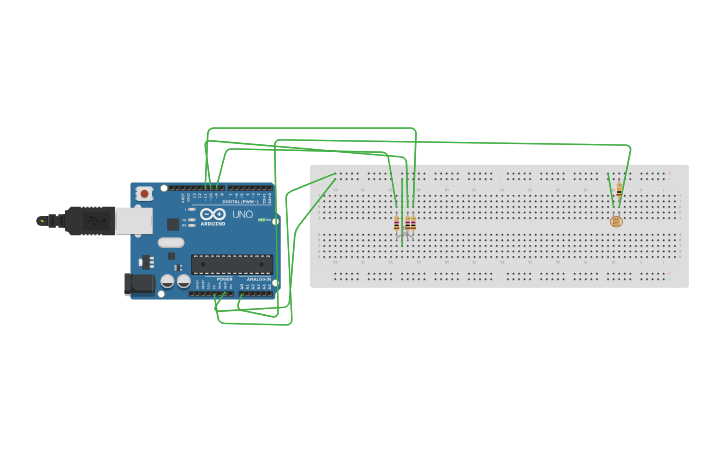 Circuit design Copy of Photoresistor with RGB LED - Tinkercad