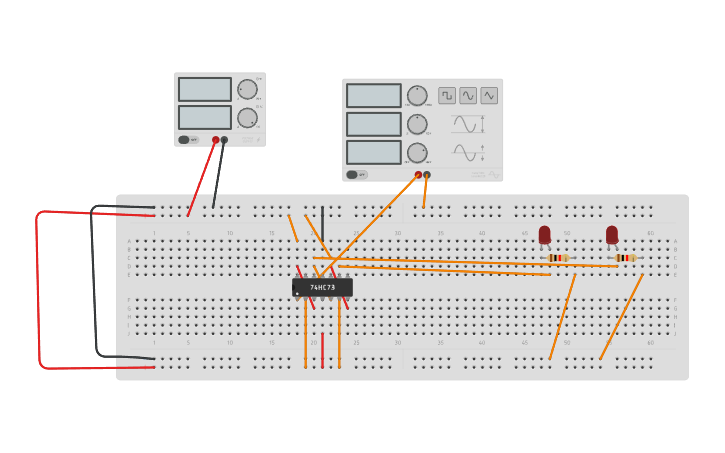 Circuit design 2 bit synchronous up counter using t flip flop - Tinkercad