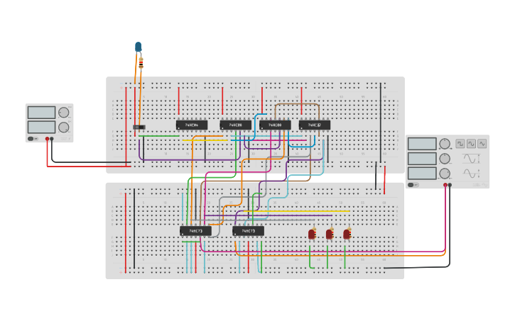 Circuit design 3 Bit Synchronous Up/Down Counter - Tinkercad