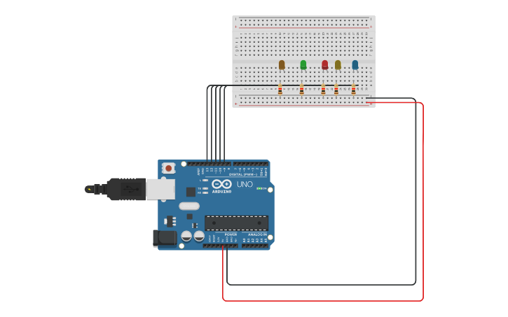 Circuit design SERIES LED - Tinkercad