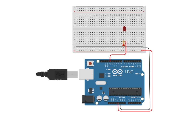 Circuit design Blink an LED - Tinkercad