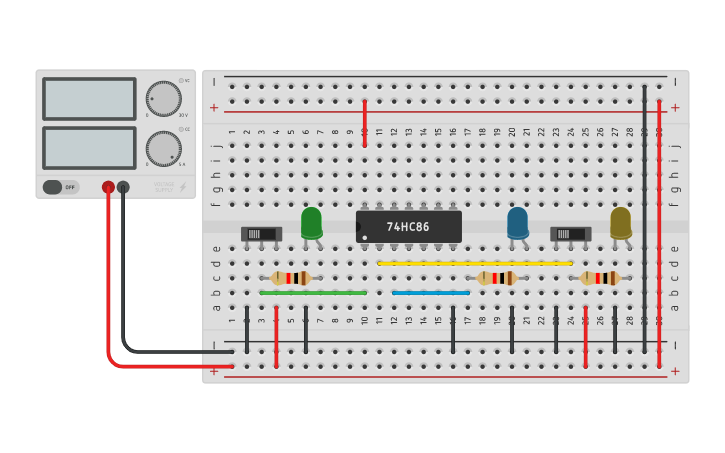 Circuit design XOR Gate - Tinkercad