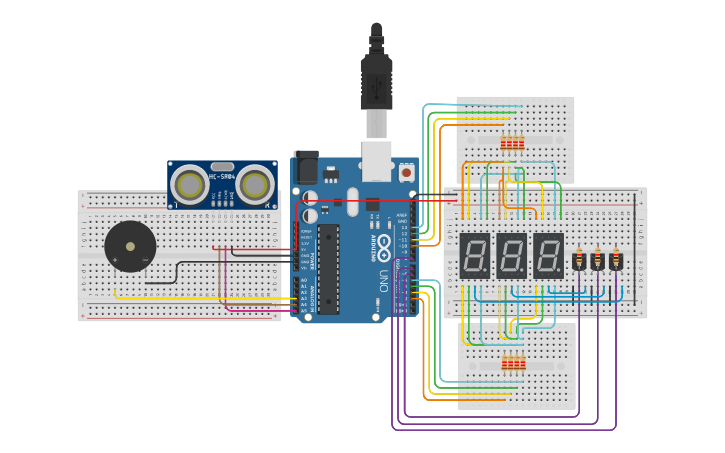 Circuit design Multiplexado Displays 7 Segmentos - Tinkercad