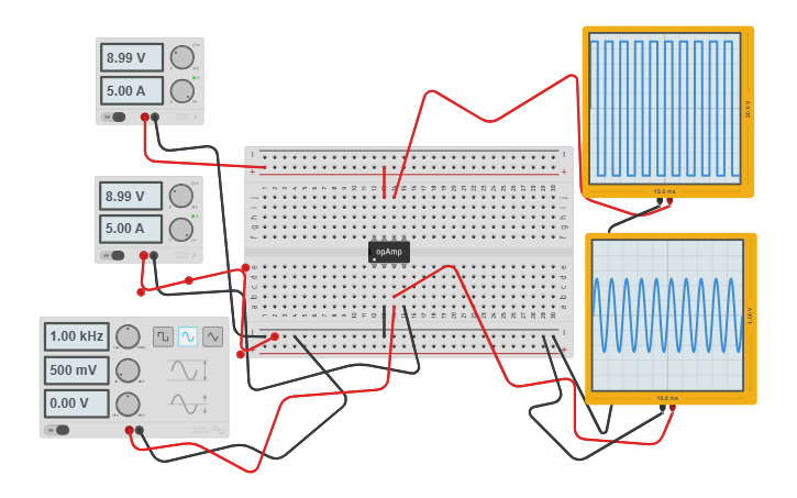 Circuit design Comparador con OPAMP - Tinkercad