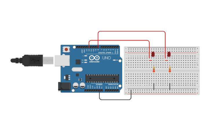 Circuit design Arduino +Led - Tinkercad