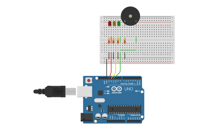 Circuit design Semaforo con arduino - Tinkercad