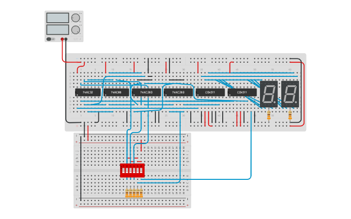 Circuit design Decodificador de 5 bits - Tinkercad