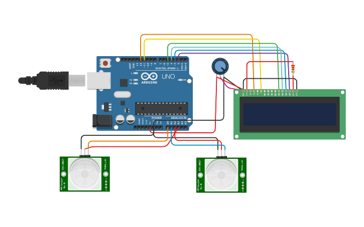 Circuit design Visitor Counter Project - Tinkercad