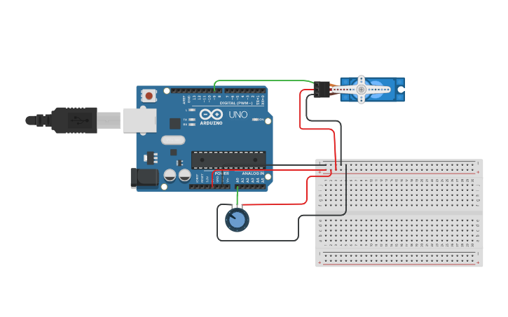 Circuit design Servo Motor Position Control - Tinkercad