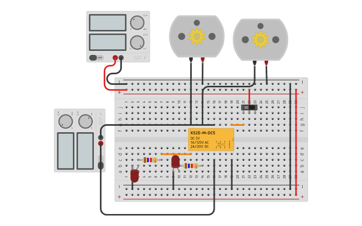 Circuit design DPDT - Tinkercad
