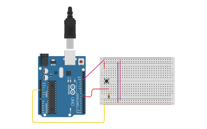 Circuit design resistor pull down - Tinkercad