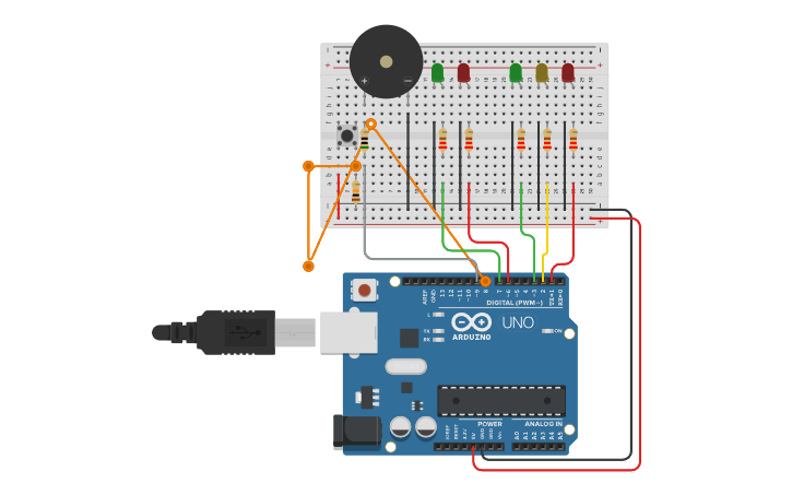 Circuit design Semaforo pedonale Arduino - Tinkercad