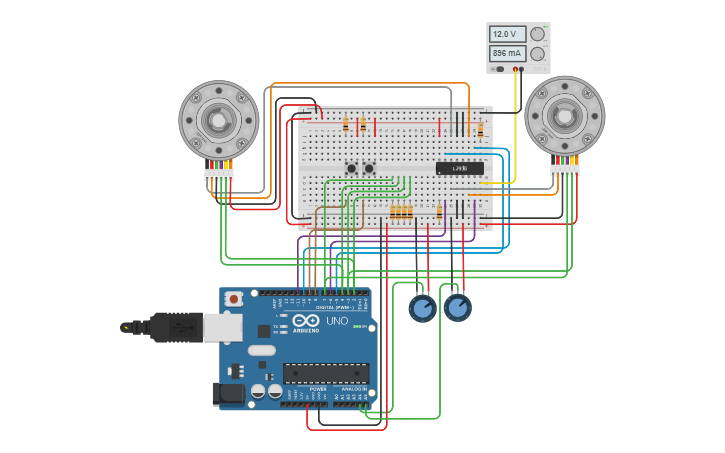 Circuit design Using DC Motor With Encoder - Tinkercad