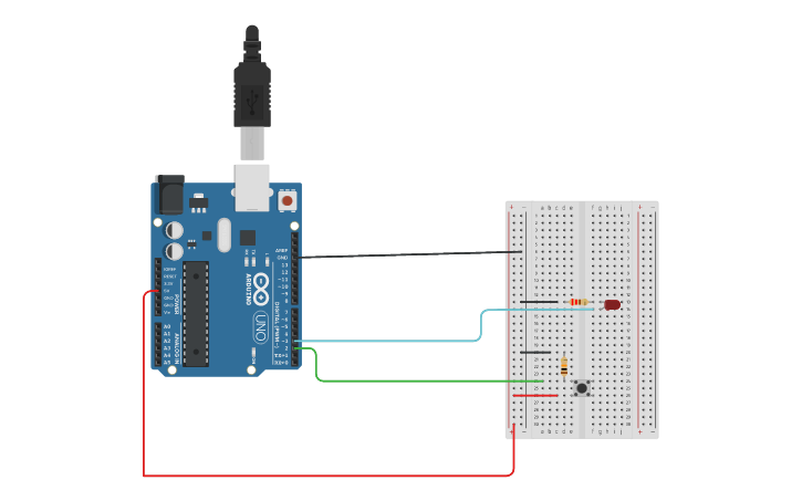 Circuit design Control de un Led con pulsador - Tinkercad