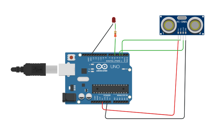 Circuit design Sonner with Led - Tinkercad