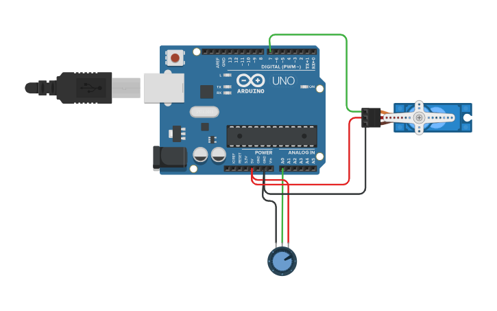 Circuit design Control Servo Pot Arduino - Tinkercad
