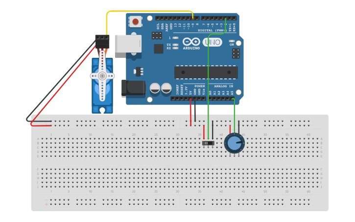 Circuit design Control Servo Motor - Tinkercad