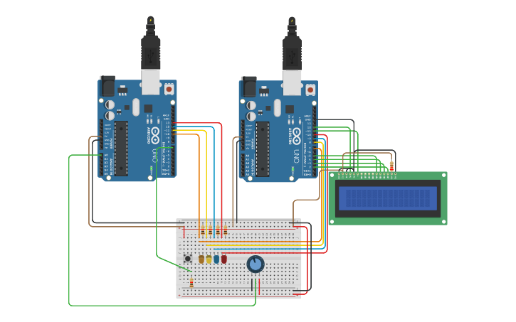 Circuit design SPI Bus (trimpot, LCD) - Tinkercad