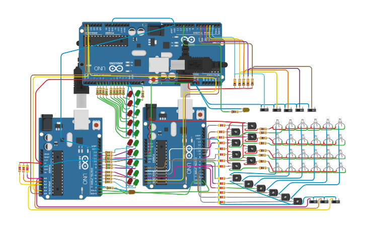 Circuit design 4 arduinos v4 e - Tinkercad