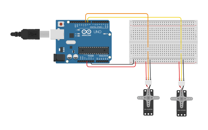 Circuit design Using a serial monitor to control two servo motors using ...