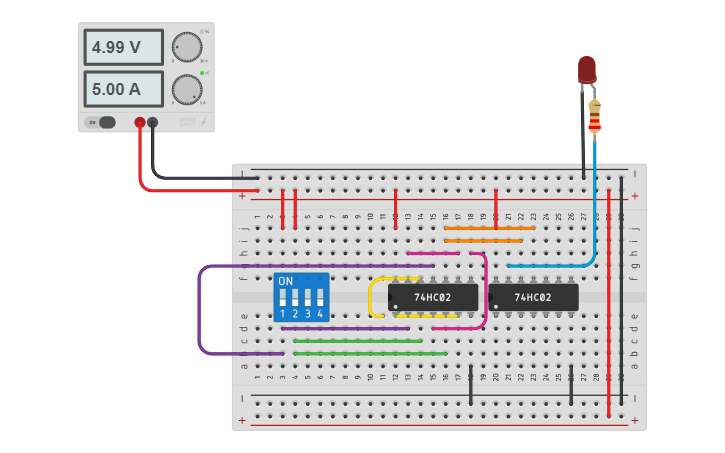 Circuit design XOR Gate Using NOR Gate - Tinkercad