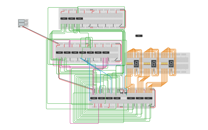 Circuit design 132 unfunctional counter - Tinkercad