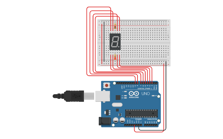 Circuit design Exercise 1 – Using Seven Segment Display - Tinkercad