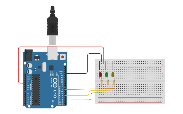 Circuit design LED CHASER WITH LEDS USING ARDUINO UNO - Tinkercad
