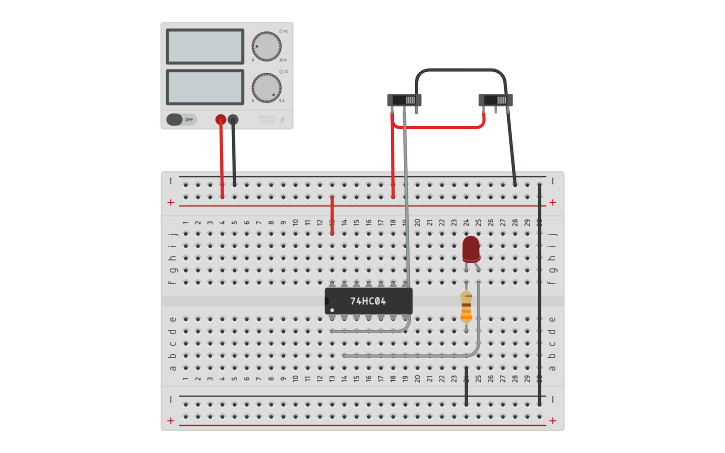 Circuit design IC 74S04 - Tinkercad