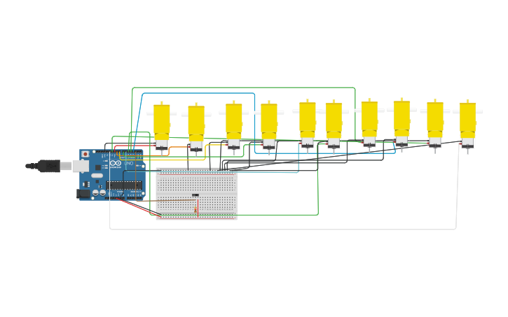 Circuit design 8 hobby gearmotor control using arduino - Tinkercad