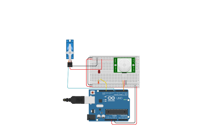 Circuit design PIR motion sensor with Arduino UNO R3 and Servo motor ...
