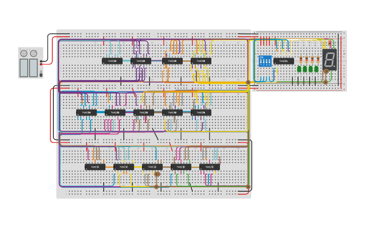 Circuit design 7 seg hex decoder - Tinkercad