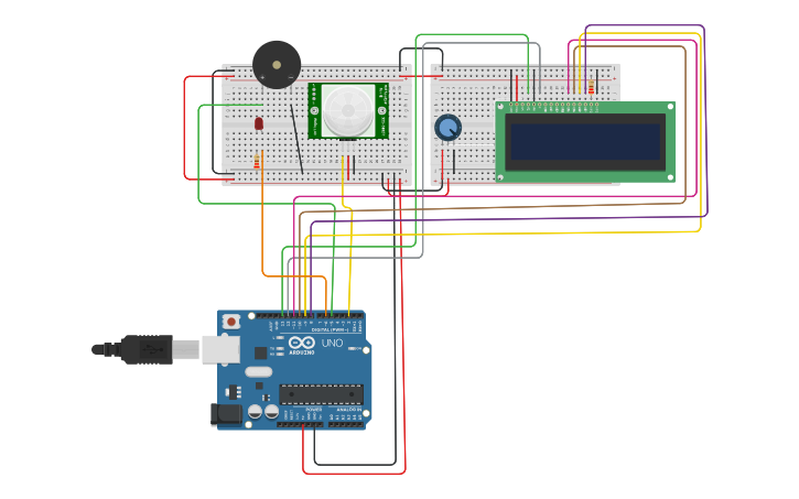 Circuit design Motion Detection Using PIR Motion Sensor - Tinkercad