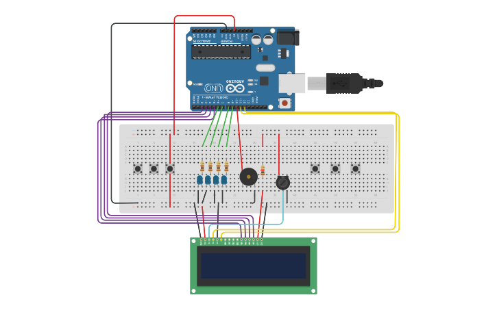 Circuit design PTCC - Relógio RTC DS1307 Display 16x2 - Tinkercad