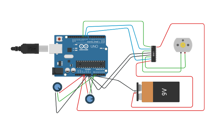 Circuit design ARDUINO DC MOTOR POSITION CONTROL - Tinkercad