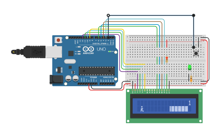 Circuit design LCD ekran ile oyun çalışması - Tinkercad
