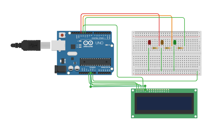 Circuit design semafor - Tinkercad