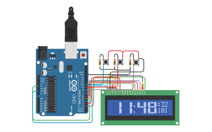Circuit design Clock With Arduino - Tinkercad