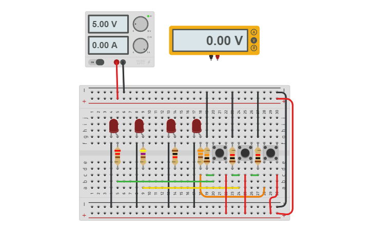 Circuit design Pulsadores Pull Up y Pull Down - Tinkercad