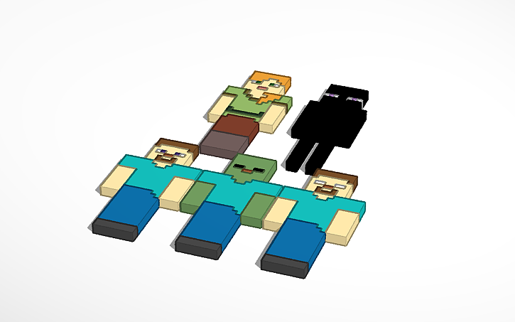 8 Bit Minecraft Draw 3D design 8-Bit Minecraft Characters - Tinkercad