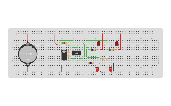 Circuit design 555 Timer LED Flasher Circuit - Tinkercad