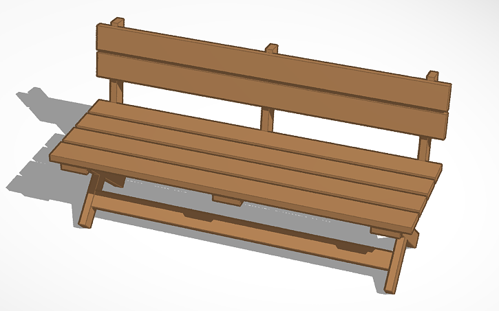 3D design Wooden Bench - Tinkercad