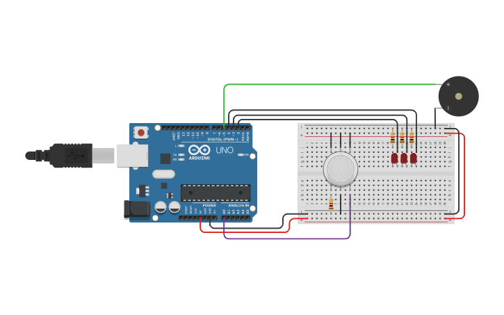 Circuit design GAS SENSOR - Tinkercad