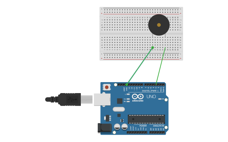 Circuit design Super Mario theme song piezo buzzer - Tinkercad