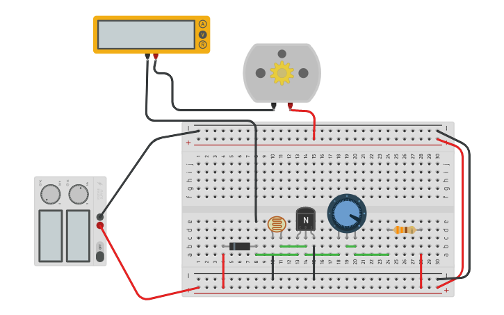 Circuit design TRANSISTOR - Tinkercad