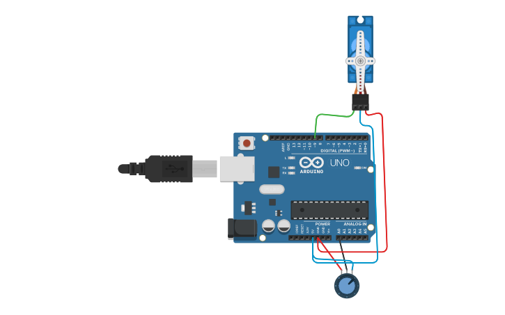 Circuit design Servo Sweep - Tinkercad