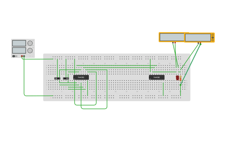 Circuit design XOR using NOR - Tinkercad